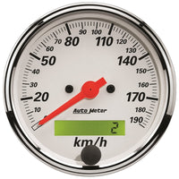 Thumbnail for Autometer Arctic White 3-1/8in 190KM/H Electronic Programmable Speedometer w/ LCD ODO