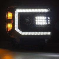 Thumbnail for AlphaRex 14-18 GMC Sierra PRO-Series Proj Headlights Plank Style Black w/Activ Light/Seq Signal/DRL