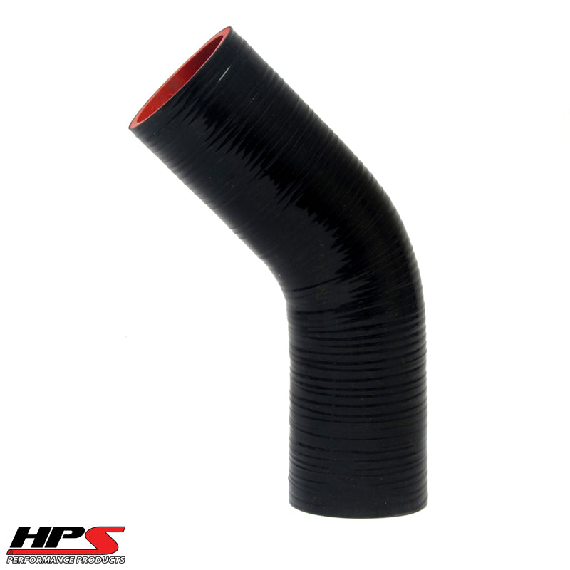 HPS 3-1/8" ID High Temp 4-ply Reinforced Silicone 45 Degree Elbow Coupler Hose Black (80mm ID)